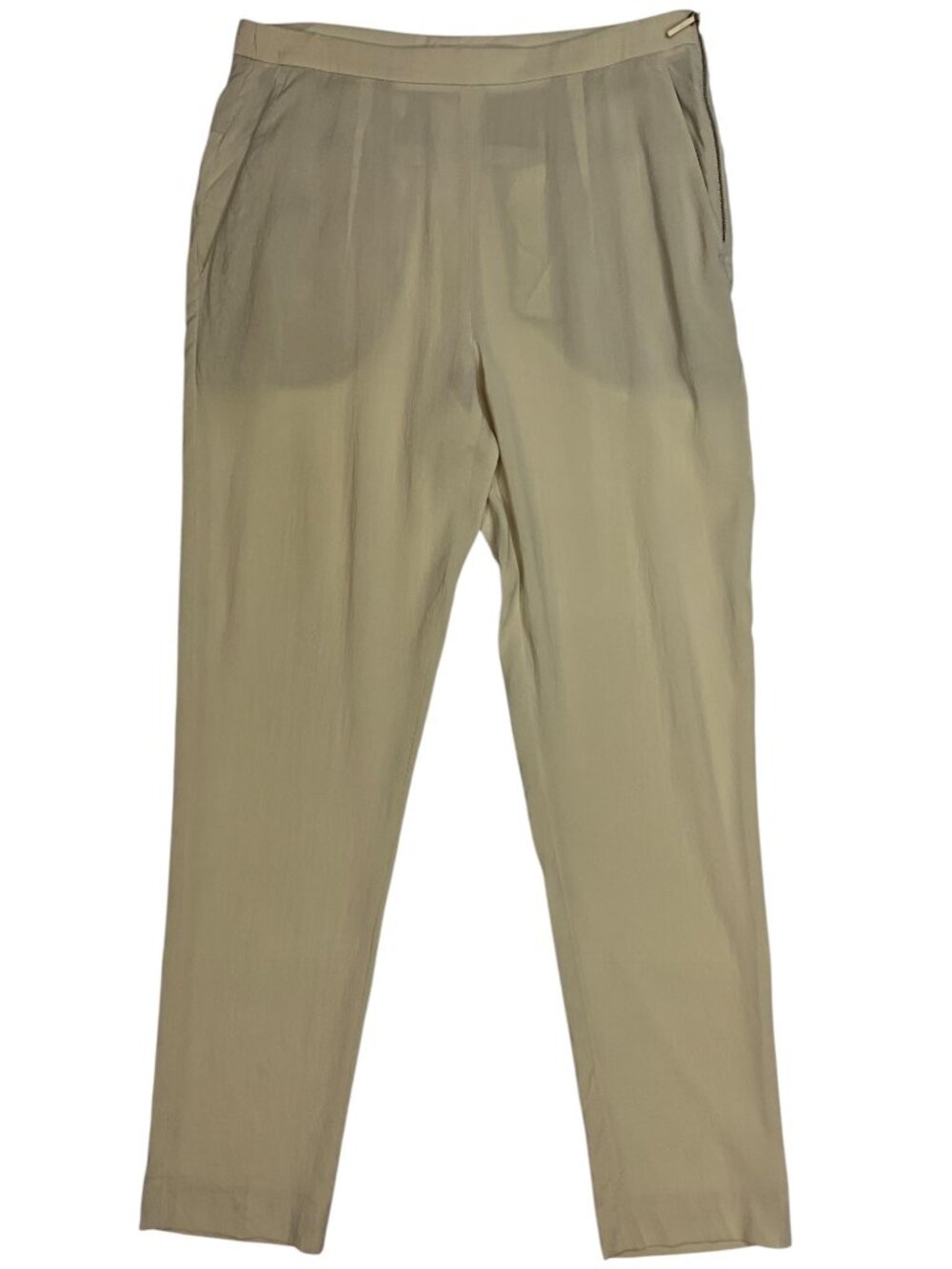 Brunello Cucinelli Silk Blend Trouser Pants 42 US/6 Cream High Rise Tapered